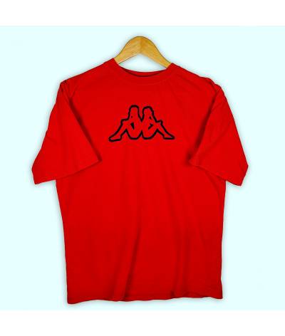 T-Shirt Kappa rouge, logo imprimé à l'avant.