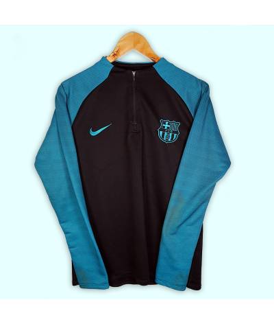 Haut fu FB Barcelone marque Nike bleu, zip 1/4. Dry Fit