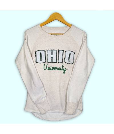 Sweat couleur crème de l'université d'OHIO aux USA, grand logo brodé à l'avant.