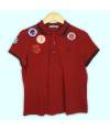 Polo Fred Perry bordeaux, logo brodé au coeur et 5 patchs brodés