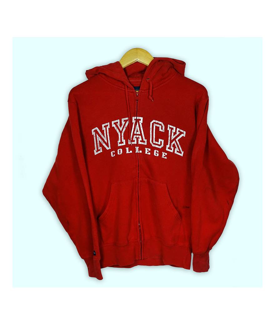 Pull USA NYACK College, pull à capuche et fermeture éclaire, deux poches à l'avant.