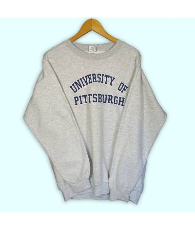 Sweater University of Pittsburgh gris, grand logo imprimé à l'avant, Pull sans capuche gris homme taille L