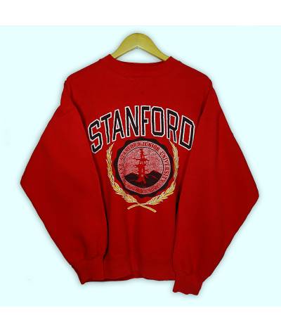 Sweat rouge Champion de Stanford sans capuche, grand logo imprimé à l'avant.