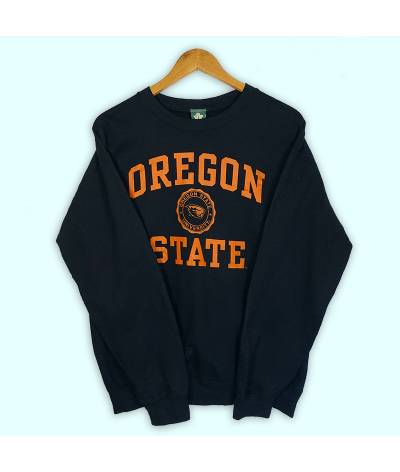 Pull sans capuche noir, grand logo Oregon State imprimé à l'avant.