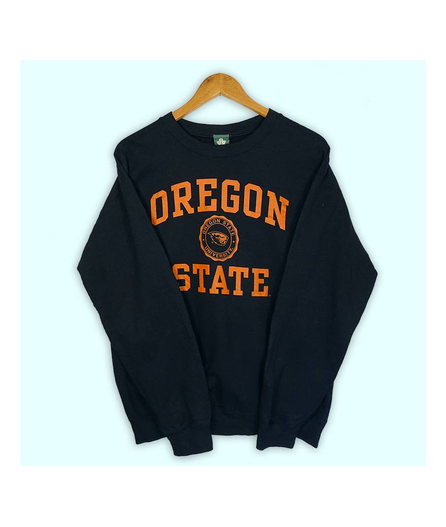 Pull sans capuche noir, grand logo Oregon State imprimé à l'avant.
