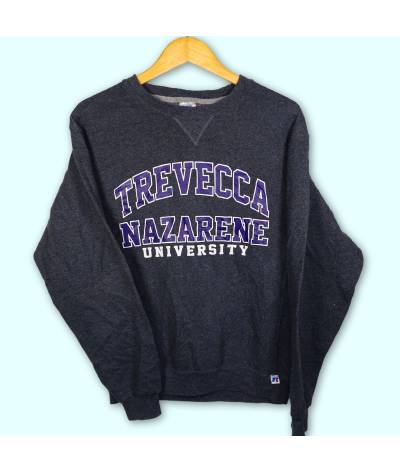 Sweater Trevecca Nazarene University, pull gris grand imprimé à l'avant.