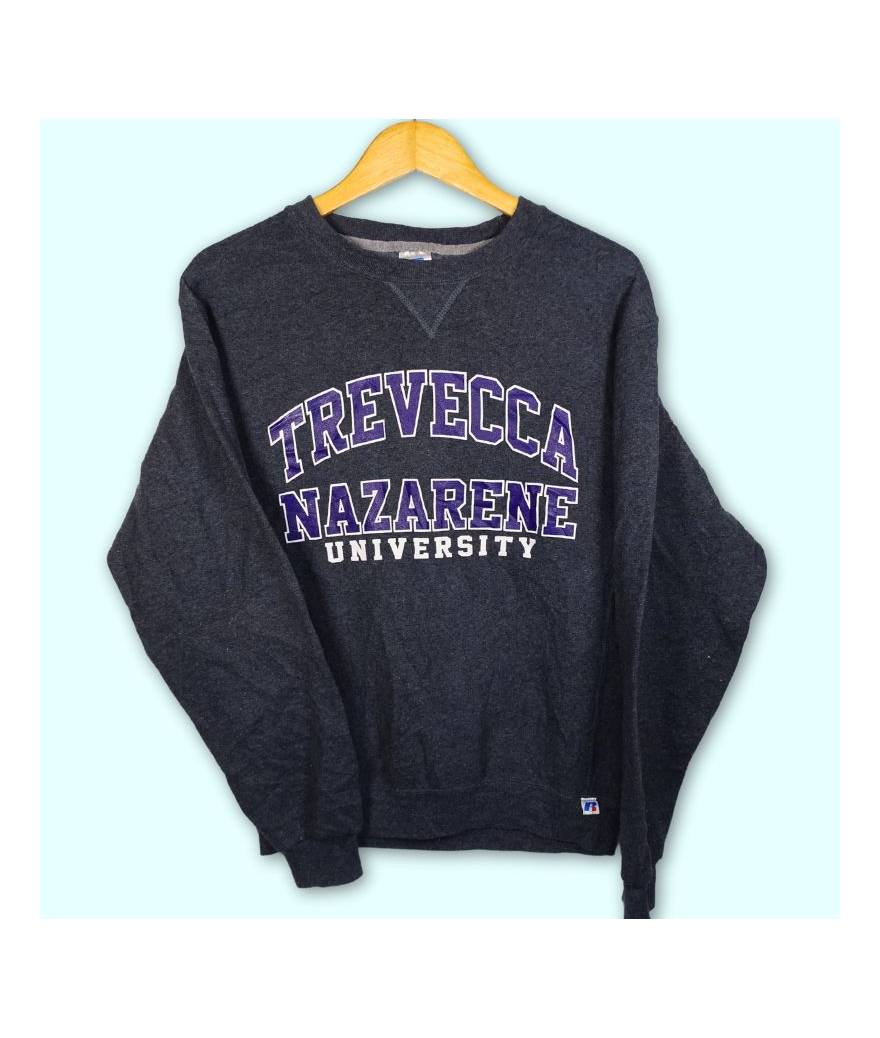Sweater Trevecca Nazarene University, pull gris grand imprimé à l'avant.