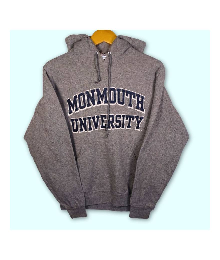 Hoodie Monmouth University gris, poche kangourou.