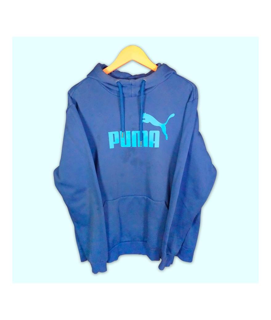 Hoodie bleu Puma avec gros logo central et poche centrale