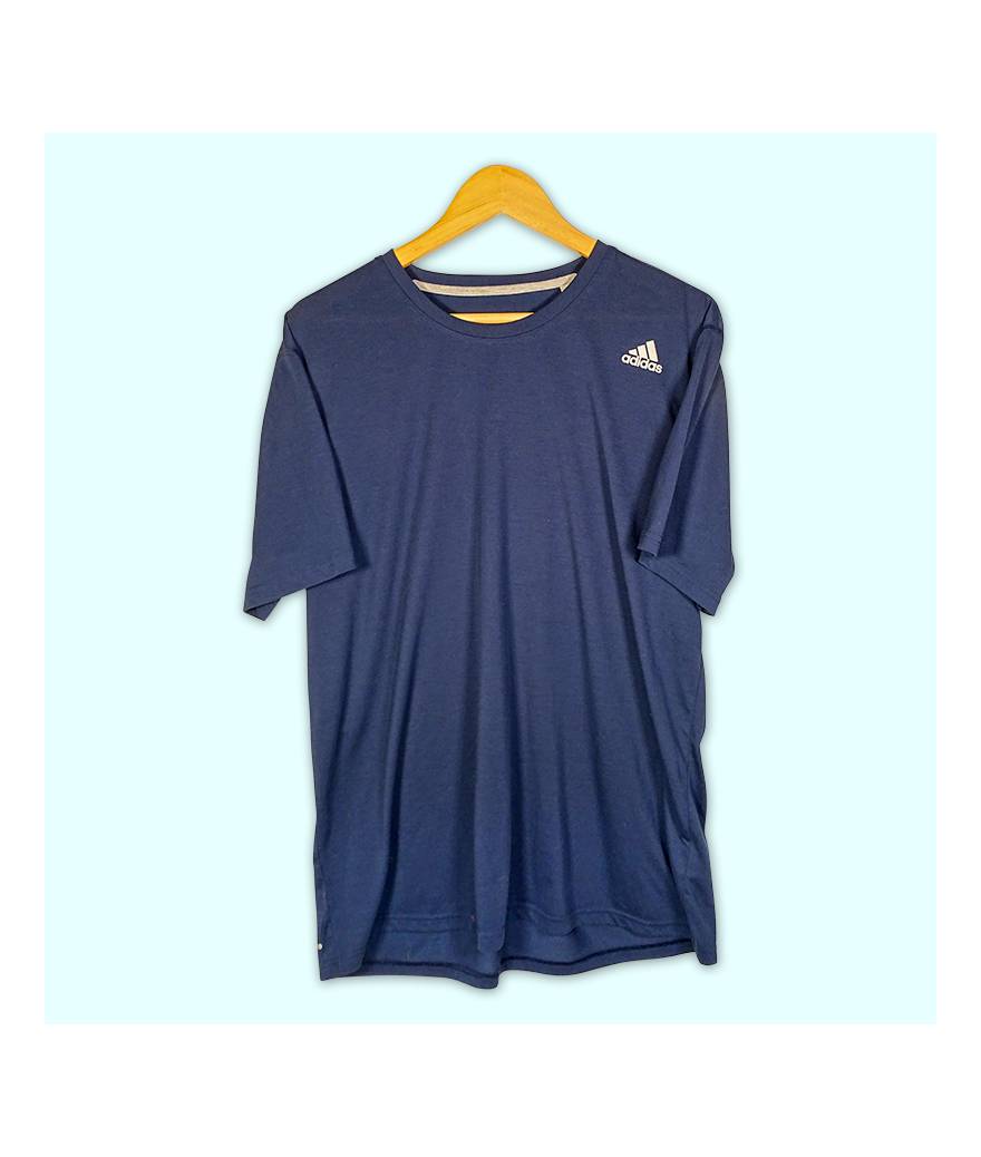 T-shirt de sport Adidas bleu marine, logo à l'épaule gauche