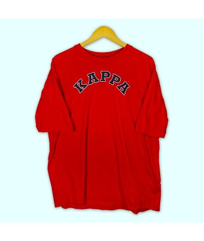 T-shirt Kappa rouge, grand imprimé central à l'avant.