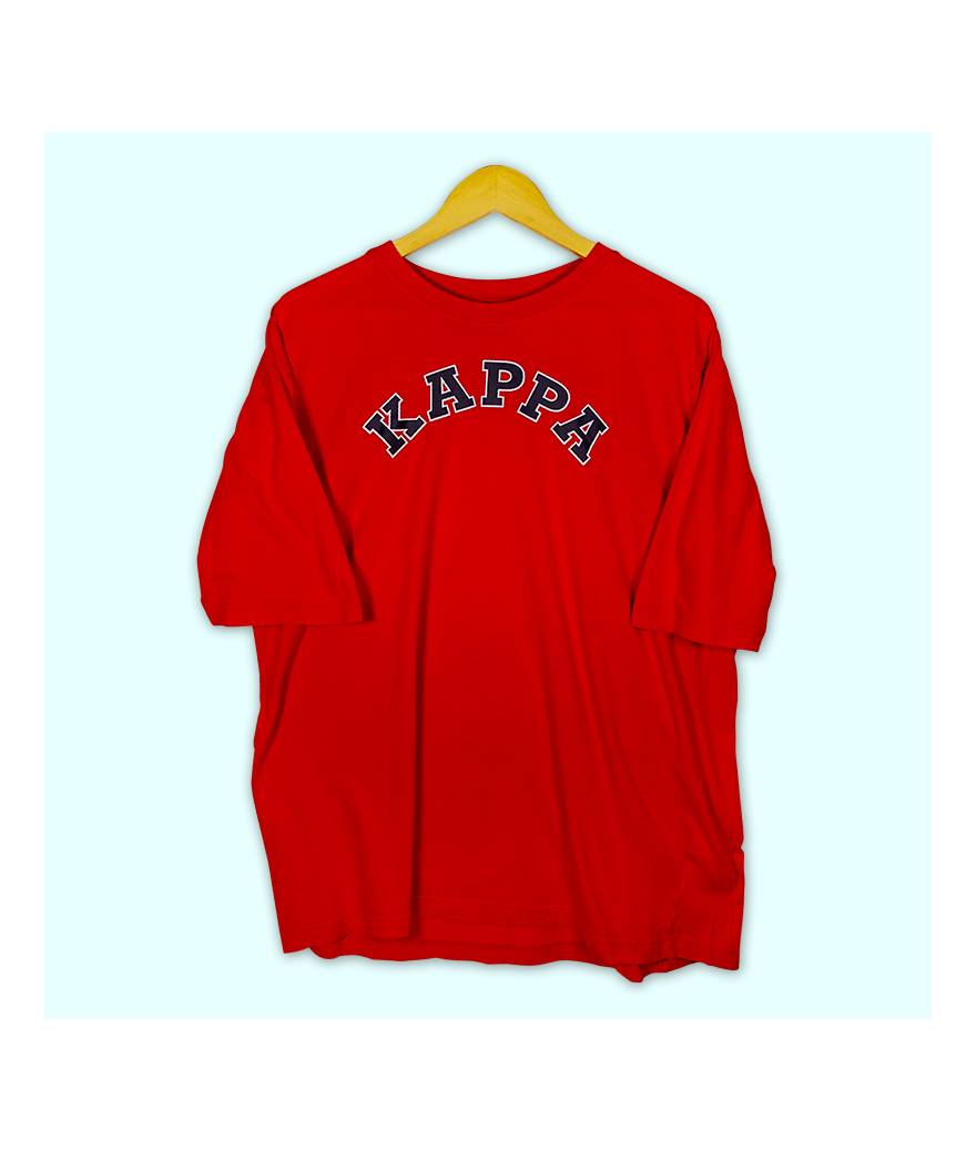 T-shirt Kappa rouge, grand imprimé central à l'avant.